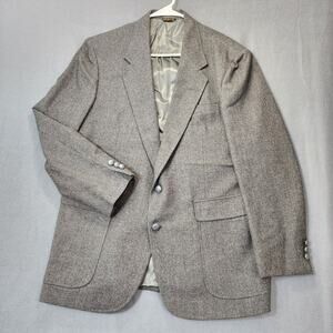 Vintage Glenshire Mens Sport Coat 44R Grey Wool Classic 2 Button Front Pockets